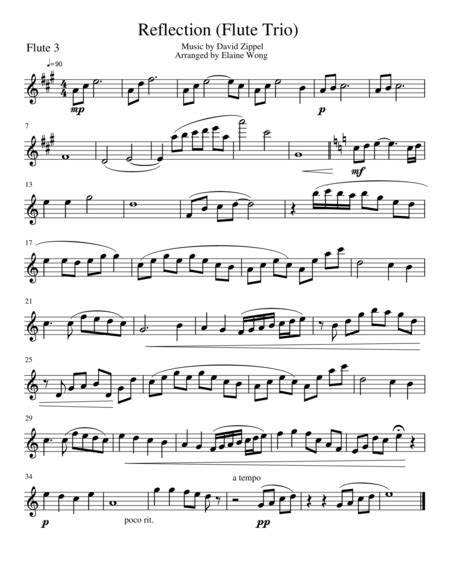 Reflection From Mulan Flute Trio Music Sheet Download