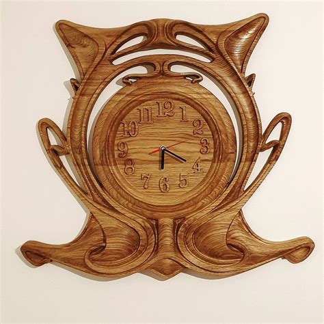 Carved Clock Oak Carved Wall Clock Etsy