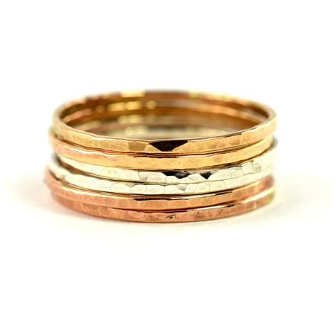 Mixed Metal Stackable Ring Set Of 6 Aquarian Thoughts Jewelry