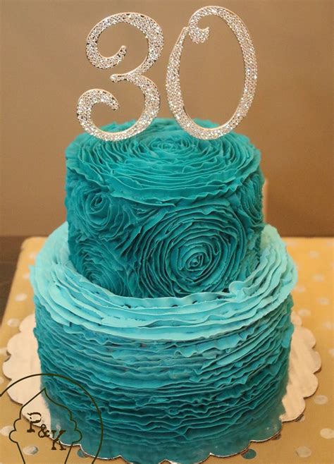 Buttercream Cake Two Tier 30th Birthday Teal Cake Ombré Cake 50th