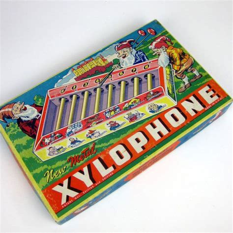 Tin Toy Xylophone In Box 50s Vintage American Toys Company
