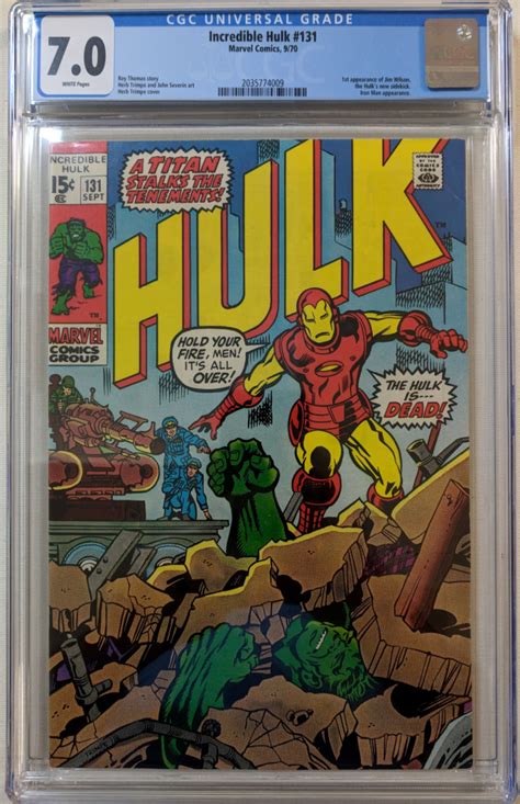 1970 The Incredible Hulk Issue 131 Marvel Comic Book Cgc 70