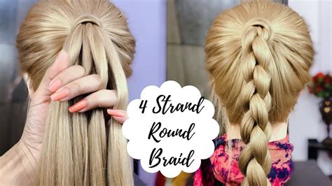 Fishtail braids, four (4) strand braid. HOW TO - 4 STRAND ROUND BRAID हिंदी में - YouTube