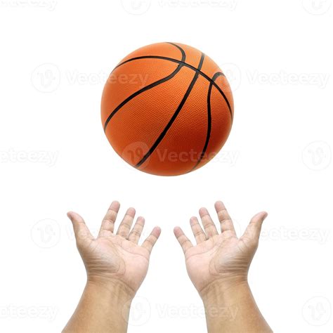 Hand Holding Basketball Ball On White Background 8212328 Stock Photo At