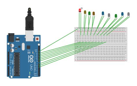 Circuit Design Blinking Multiple Leds Using Arduino Tinkercad