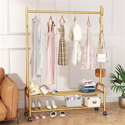 Best Gold Clothing Rack With Shelves