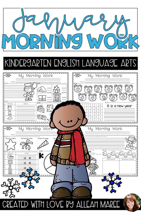 Kindergarten Morning Work Literacy Worksheets For January