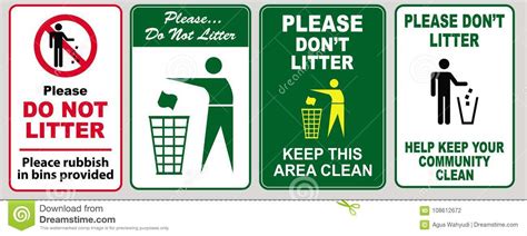800 x 570 png 137 кб. Illustrated Set Of No Littering Signs Stock Illustration ...