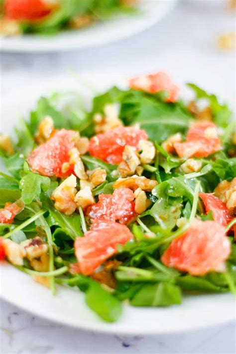 Easy Grapefruit Arugula Salad With Walnuts And Maple Dressing