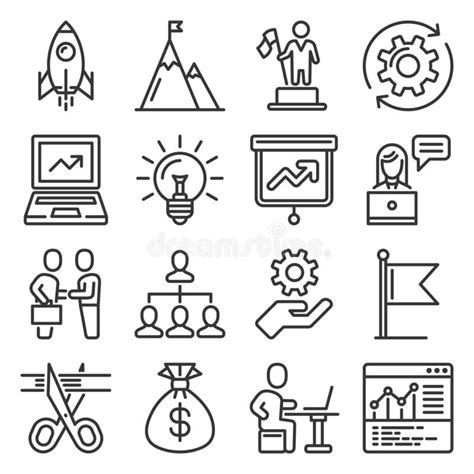 Startup And Business Solution Icons Set Line Style Vector Stock Vector
