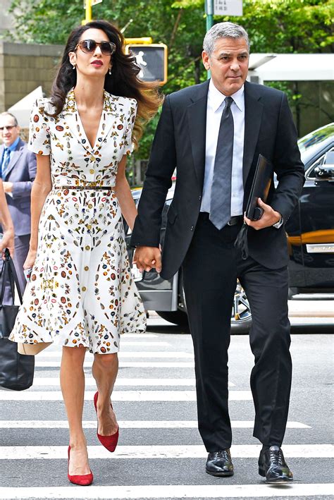 Amal Clooney Wears Whimsical Button Down Dress Street Style Photo Us