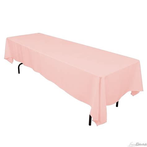 60 X 126 Inch Rectangular Polyester Tablecloth Pink At Linentablecloth