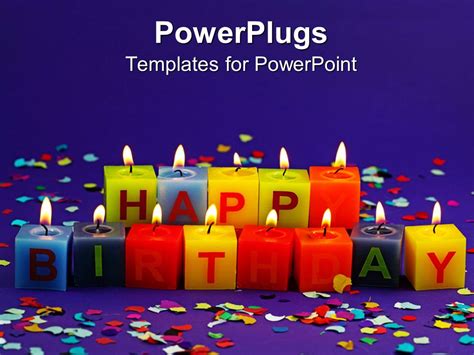 Its free resources for your works. PowerPoint Template: Lit happy birthday candles and ...