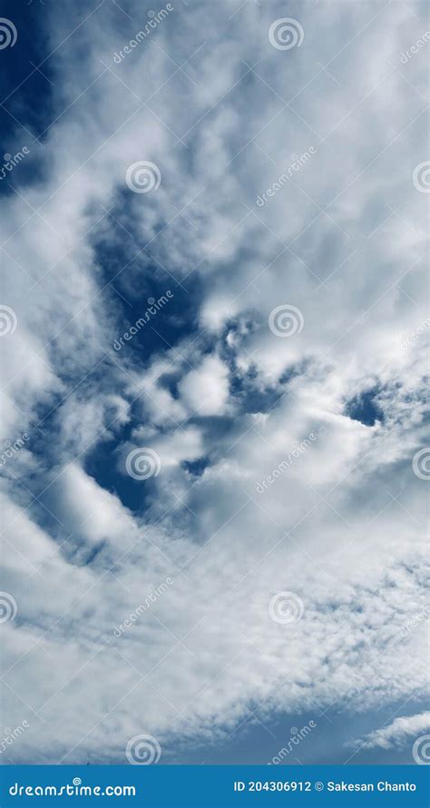 Devil Face White Cloud On Blue Background Stock Photo Image Of Clouds
