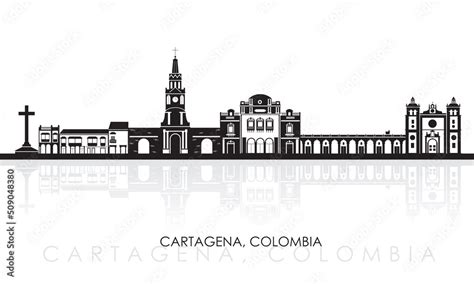 Silhouette Skyline Panorama Of City Of Cartagena Colombia Vector