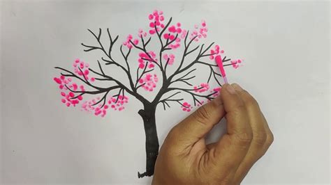 How To Draw Beautiful Flower Tree Step By Step Youtube