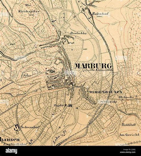 Topografische Karte Marburg Stadt 1857 Stock Photo Alamy