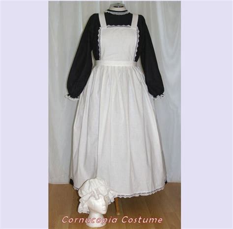 Ladies Victorian Maids Apron And Mop Cap Costume Size 14