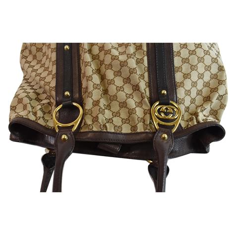 Gucci Interlocking Large Gg Canvas Tote Bag Beige 223954