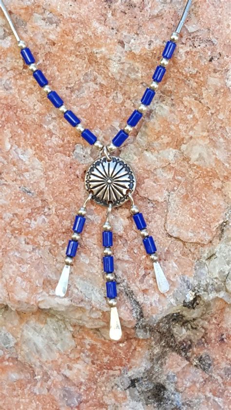 Sterling Lapis Navajo Necklacesterling Silver Native American