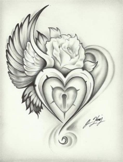 Heart Rose Tattoo Heart Tattoo Designs Tattoos Wings Tattoo