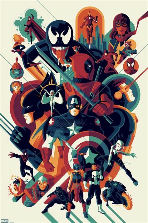 The Modern Age Of Marvel Mondo Poster By Tom Whalen 79325 Marvel
