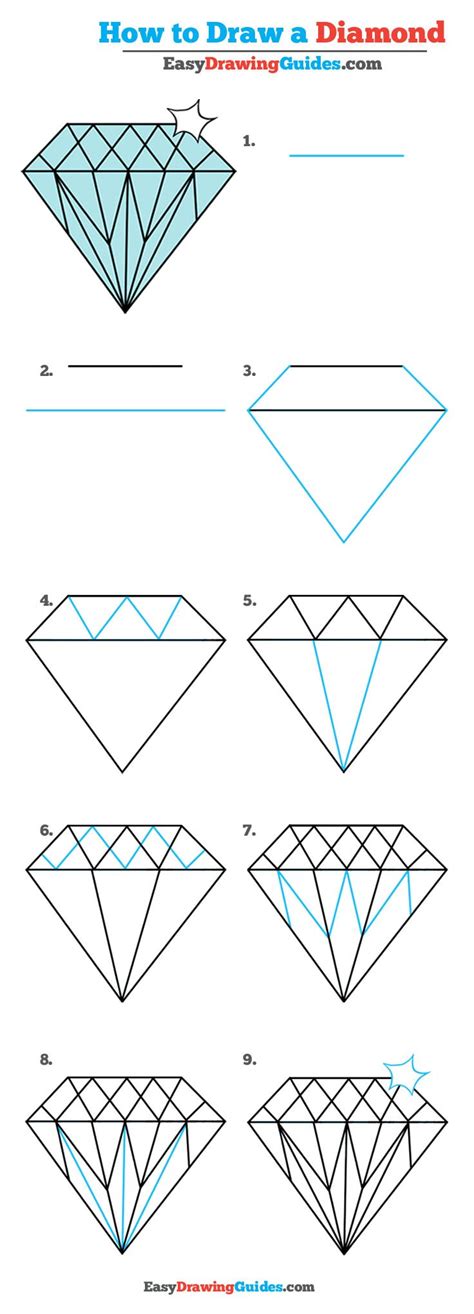 How To Draw Diamond Step By Step Easy Drawings For Ki