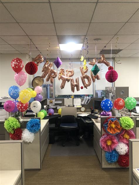 We had to go all out for them! Birthday cubicle | Office birthday decorations, Office ...