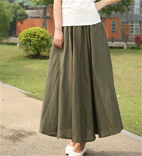 11 Solid Color New Long Skirts Womens Nice Bohemian Casual Elastic