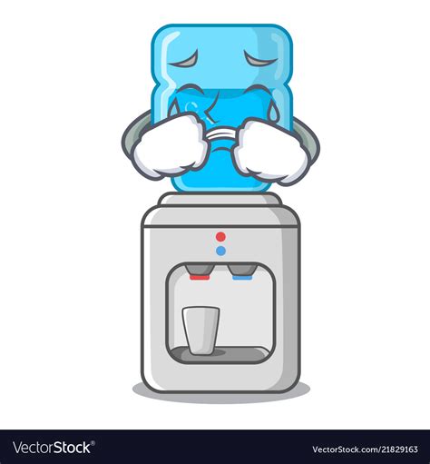 Crying Water Cooler With Plastic Bottle Cartoon Vector Image