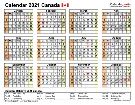 Printable 2021 Canadian Holiday Calendar Calendar Printable Free