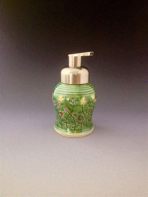 This automatic foam soap dispenser is a great way to add a splash of color to your shower. Ceramic Pump Dispenser for Foaming Soap by by NorthWindPottery (With images) | Foam soap ...