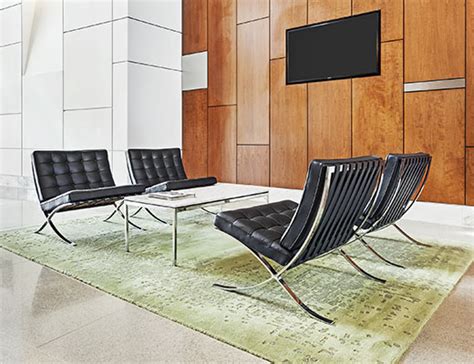 Chair with chromed steel frame and leather upholstery. Barcelona® Chair | Knoll