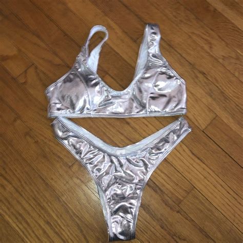 Swim Silver Metallic Bikini Poshmark