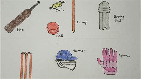 How To Draw Cricket Related Stuffs For Kids Youtube