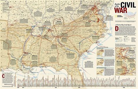 Battles Of The Civil War Tubed By National Geographic Maps Civil War