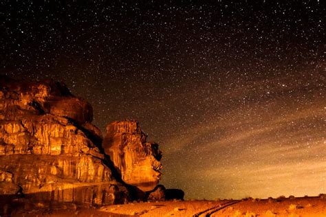 Starry Sky On Desert Of Wadi Rum Isramisrael
