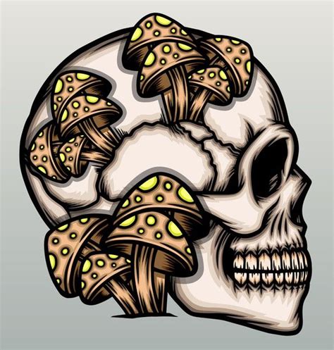 Mushroom On Skull Head Premium Vector Freepik Vector Cartoon