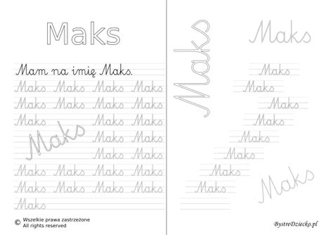 Karty Pracy Z Imionami Nauka Pisania Imion Dla Dzieci Maks