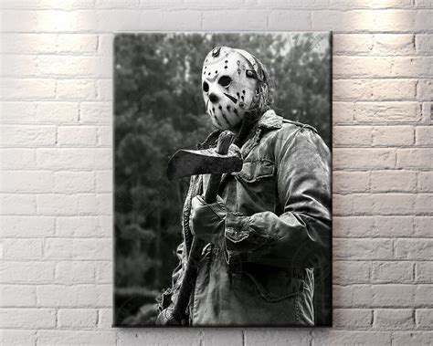 Jason Voorhees Horror Mask Canvas Friday The Th Wall Art Etsy