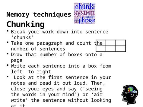 Pptx Memory Techniques 1 Chunking Break Your Work Down Into Sentence
