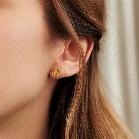9ct Gold Flower Stud Earrings Posh Totty Designs