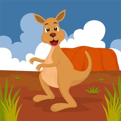 Kangaroo On The Australian Prairie Vector Editable Eps 10 Children