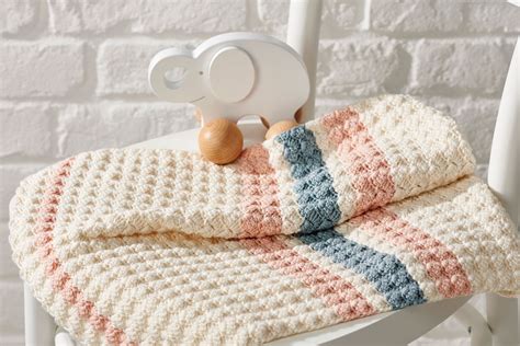 Free Striped Baby Blanket Crochet Pattern Gathered