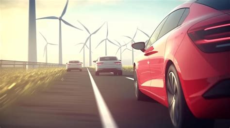 Premium Ai Image Electric Vehicles And Wind Farms The Concept Of