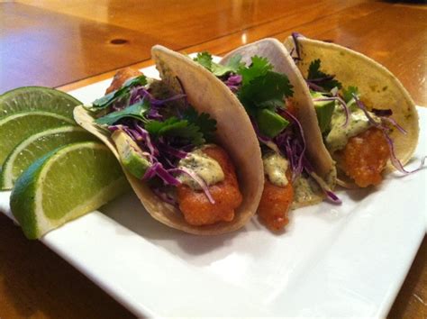 The sauce was wonderful and the fish very flavorful! Crispy Fish Tacos with Cilantro Cream Sauce | Feature Dish