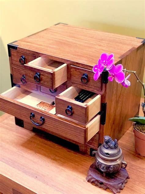 Japanese Style Jewelry Box Hand Made With Solid Kiri Wood Etsy