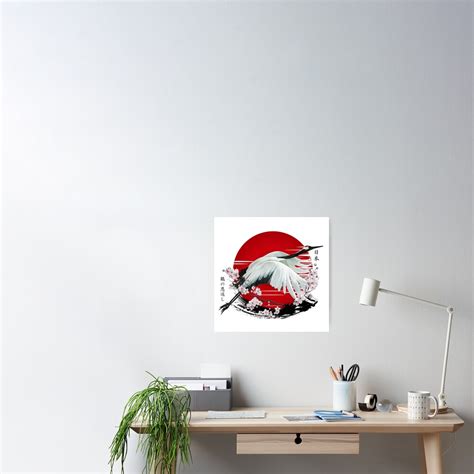 Japanese Crane Tsuru Poster By Dcornel Redbubble