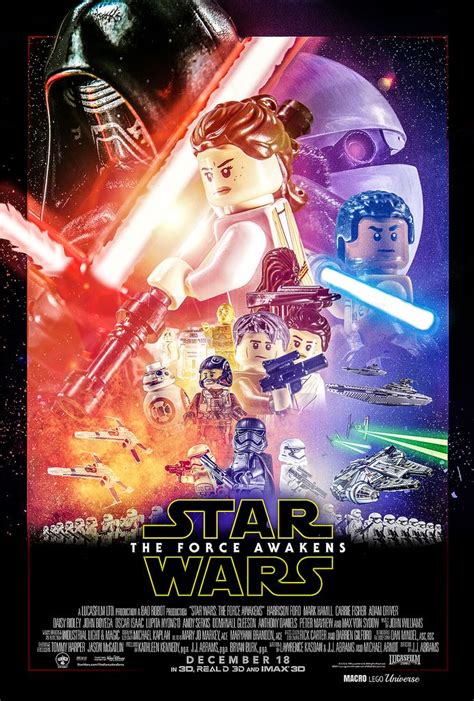 Lego Star Wars The Force Awakes Movie Poster With Characters From