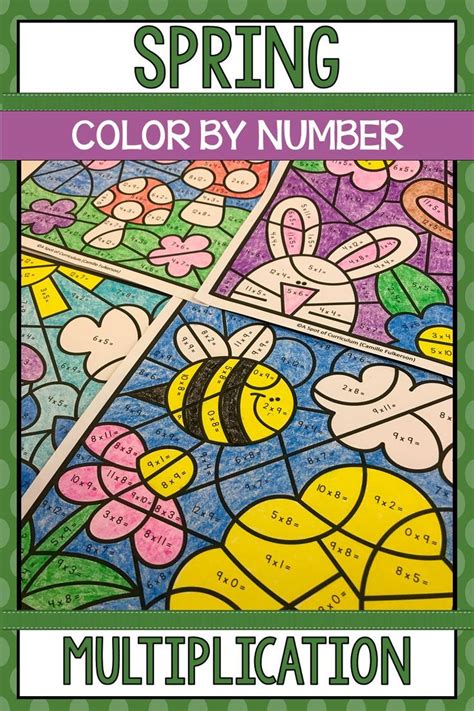 Spring Math Multiplication Coloring Sheets Color By Number Spring